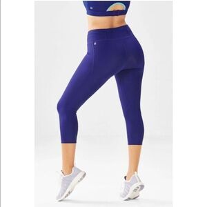 Fabletics Gia Powerlite Hold Blue Crop Leggings Size